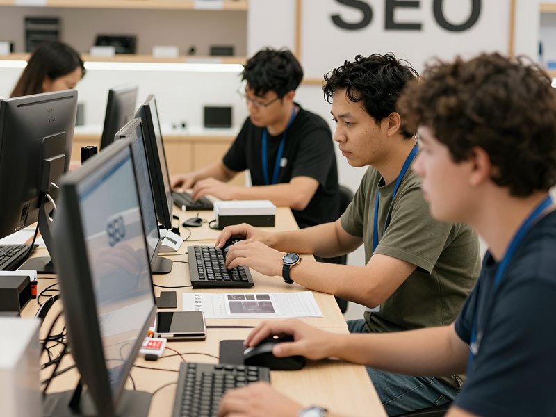 Команда СЕО Автомат работает над стратегией SEO продвижения для интернет-магазина электроники в офисе